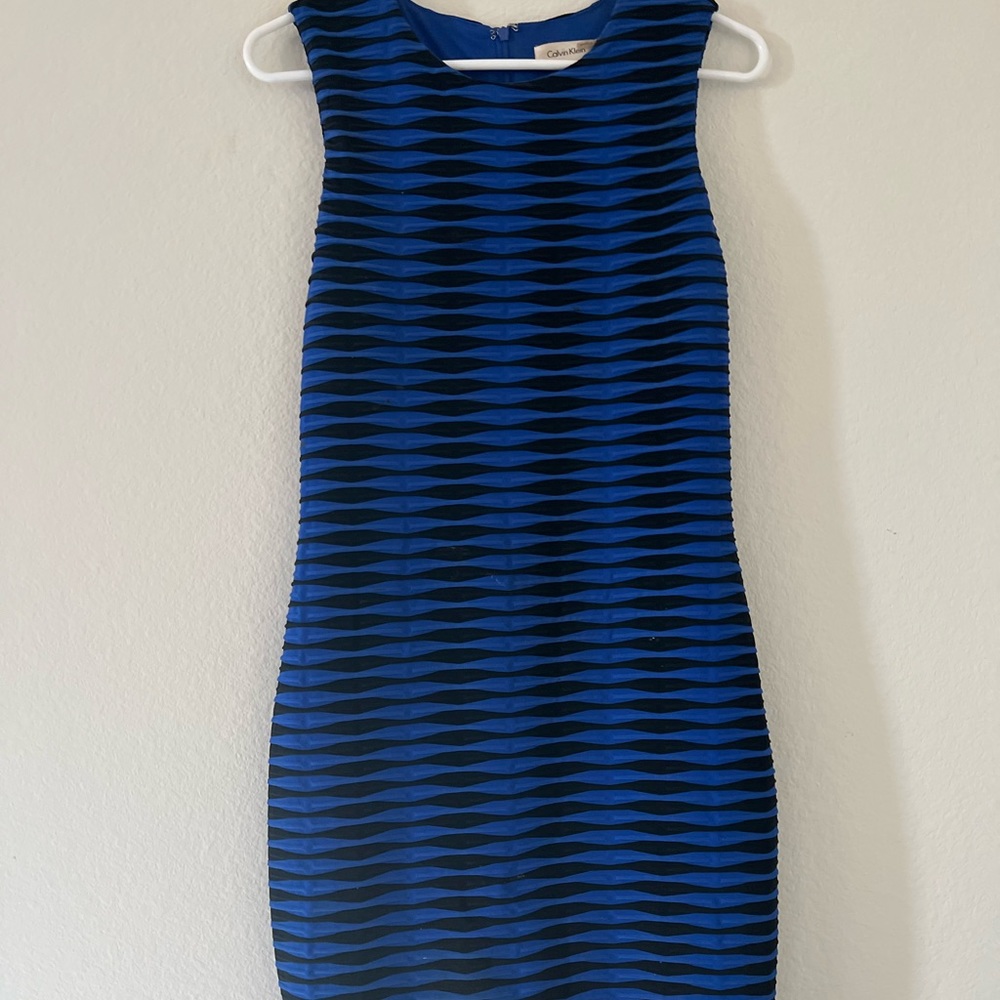 CALVIN KLEIN Classy Royal Blue & Black Sleeveless Dress